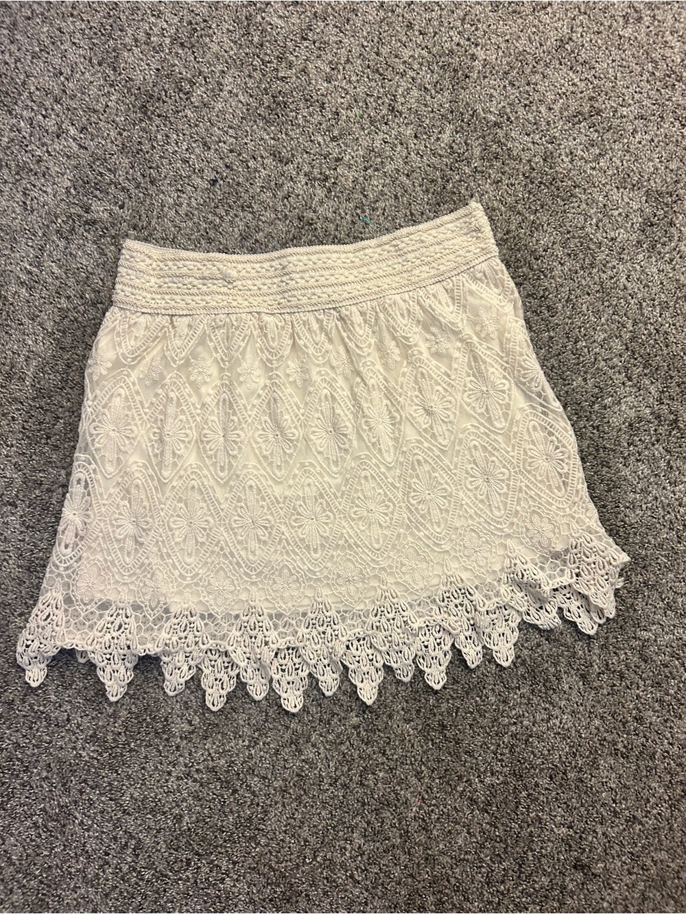 blue island Cream Lace Crochet Midi Skirt